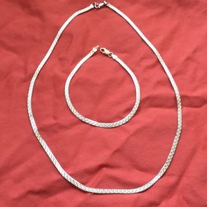 Necklace and bracelet sterling silver set
